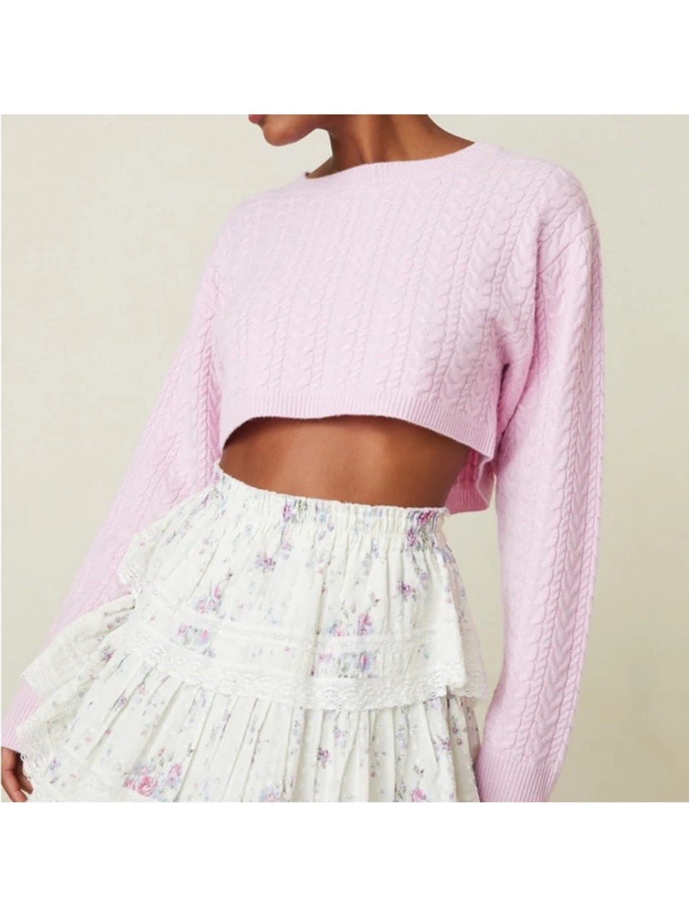 LoveShackFancy Calloway Crop Cashmere Blend Sweater- XS